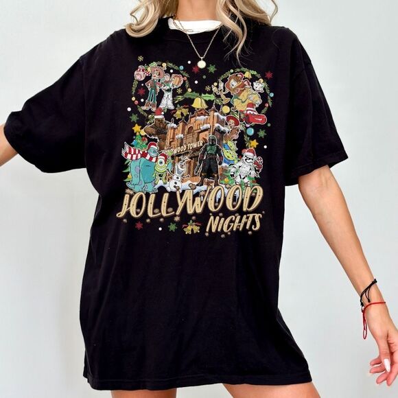 Disney World Parks Christmas Jollywood Nights Hollywood Studios Party TShirt - Picture 1 of 3